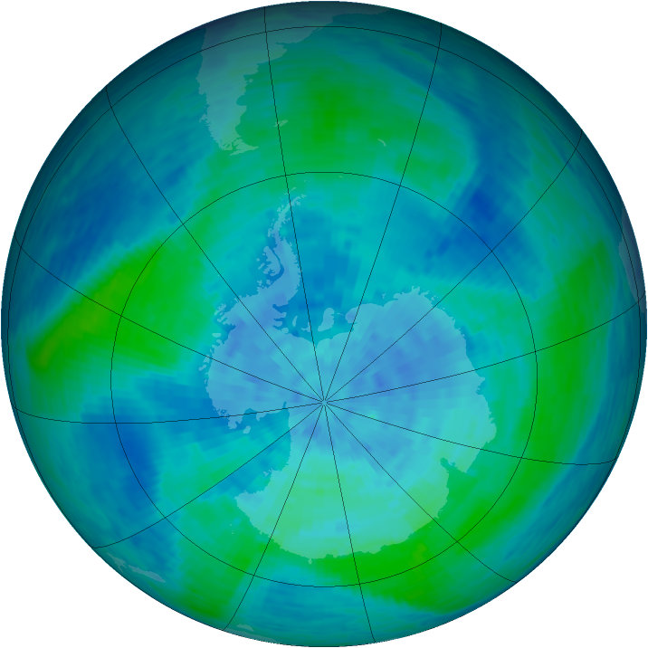 Antarctic ozone map for 18 February 1994